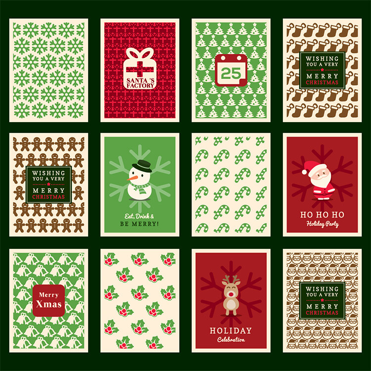 圣诞节卡片设计素材 元旦新年圣诞节贺卡 海报单页设计源文