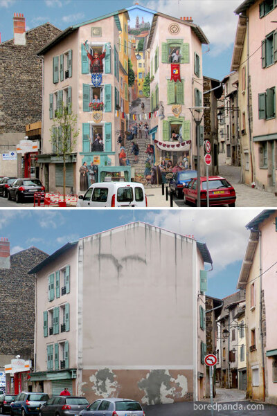 街头艺术是如何改变我们的城市的～（via：boredpanda.com/before-after-street-art-boring-wall-transformation）