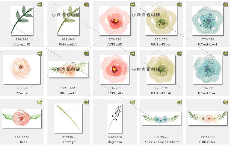 手绘粉色玫瑰花环压花创意婚庆请帖桃心鹿角PNG设计素材png112