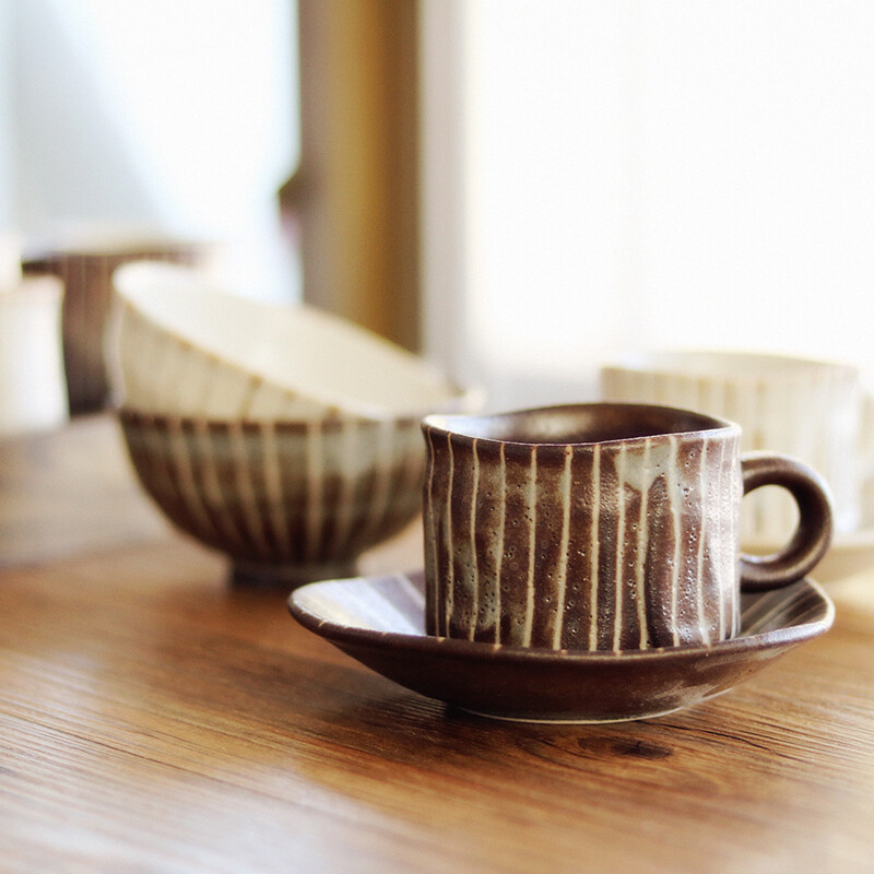 现货日本光阳陶器手工制汤吞 马克杯咖啡杯 茶杯茶碟 米饭碗