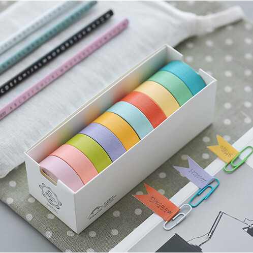 日式糖果色手撕和纸手帐胶带DIY无痕日记装饰贴纸创意文具整卷