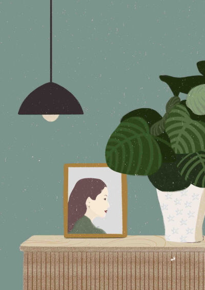 《安静》~ 生活 场景 手绘 插画家园_安娜武原创插画