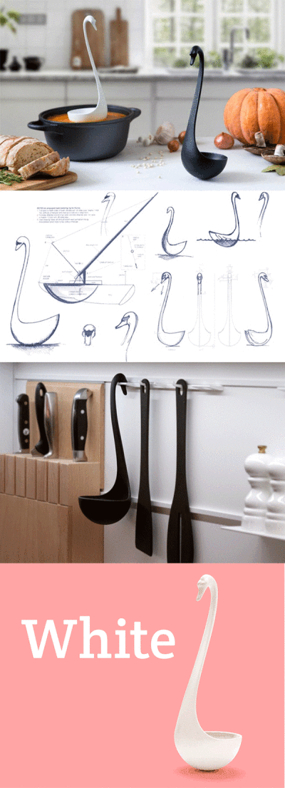 致力于打造生活中创意小物的 OTOTO 工作室又推出新作，这次他们锁定长柄勺，对其传统造型加以改进，打造了一款名为 Swanky 的天鹅造型长柄勺。