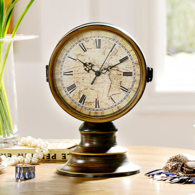 [W]奇居良品欧式复古客厅书房家居装饰钟表摆件 爱森堡双面座钟