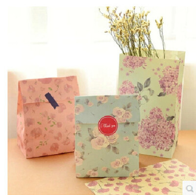 可爱小清新Flower 纸质收纳袋 礼品袋子礼物包装纸 包装袋 3个