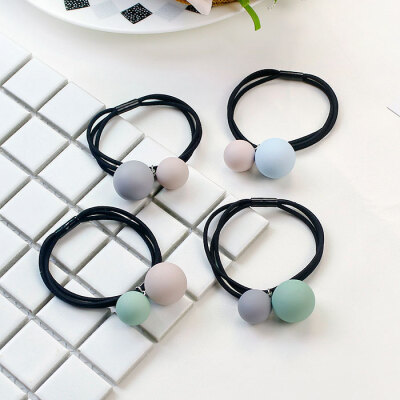 韩国发饰头饰马卡龙圆球发圈头绳 日韩版简约扎头发皮筋头花发绳