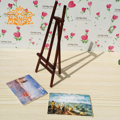 1:12娃娃屋diy小屋迷你静态模型场景配件毕业制作 画架画板3件套