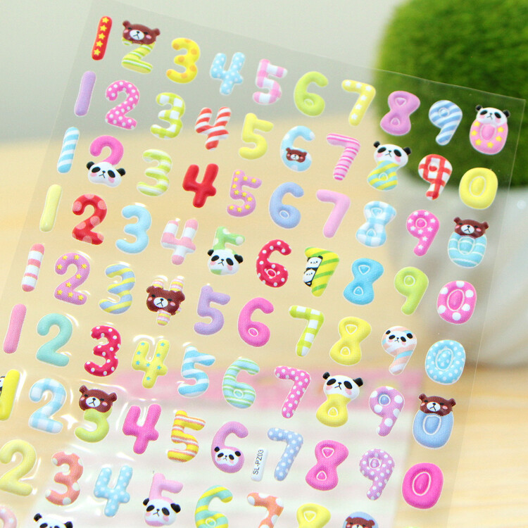 韩版数字09字母az海绵立体3D泡泡贴纸贴画儿童小孩早教益智玩具