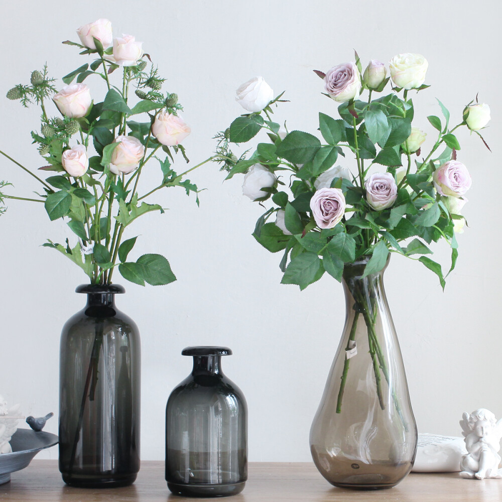 西西里 北欧细口玻璃花瓶 简约现代家居台面摆放创意花器插花瓶
