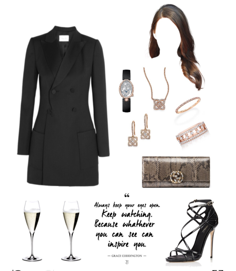 Pallas Angel dress，Dolce&Gabbana sandal，Gucci clutch，Breguet watch，De Beers jewels#2016