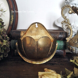 古董*杂货 vintage铜制壁挂式小收纳篮花器