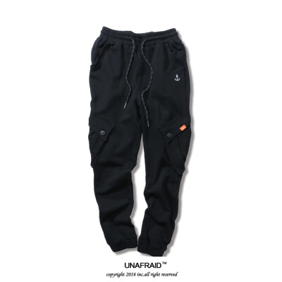 UNAFRAID 16A/W JOGGERPANTS SWERTER 黑色 针织绒面 斜袋 束脚裤 