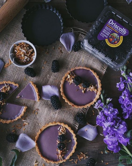 Blackberries Coconut Panna Cotta Tart by @FoodByCherry - as tasty as they are beautiful! (See the recipe on her Facebook page):