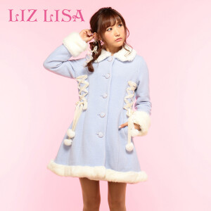 Liz Lisa羊毛领子保暖大衣8502明星款长单排扣外套女-tmall.com天猫