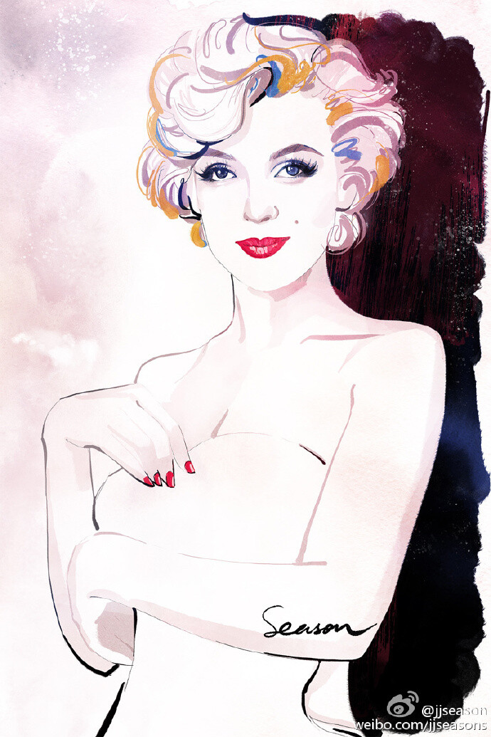 #时尚# #插画#--最性感的女人 #玛丽莲·梦露# #Marilyn Monroe#