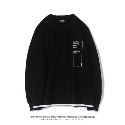 OPIC 16AW PRINTING STITCH LONG SLEEVE 独立 印花 圆领长袖T恤