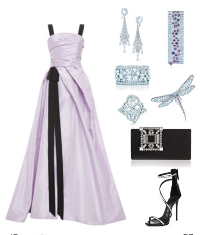 Oscar De La Renta gown，Giuseppe Zanotti sandal，Manolo Blahnik clutch，Tiffany jewels#2016