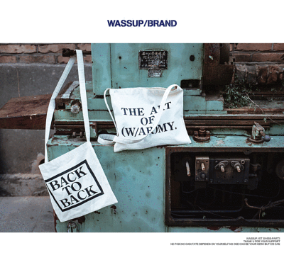 WASSUP 2016AW TOTE BAG 帆布 军事印花 单肩包 托特包