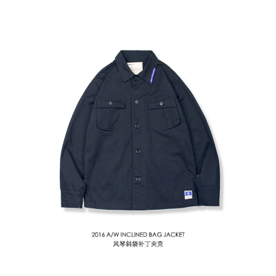 REOCHA 16AW INCLINED BAG JACKET 斜纹棉布风琴斜袋补丁工装夹克