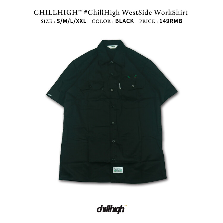 ChillHigh 16AW 复古版型 西海岸 暗色印花 绣花 工装短袖衬衫