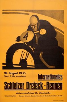 Schleizer Motorcycle Race 1935 - original vintage poster listed on <a href="href" rel="nofollow"></a>