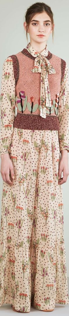 Red Valentino resort 2017. This collection had a few truly special ones, including a gauzy hummingbird print with velvet bows at the shoulders and another wisp of a thing embroidered with lilies of th…