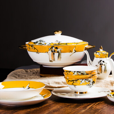 中式骨瓷餐具餐盘盘子 酒店餐具摆台 陶瓷餐盘 创意设计餐具