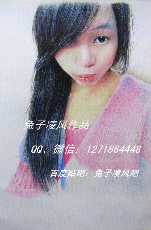 兔子凌风彩铅画作品