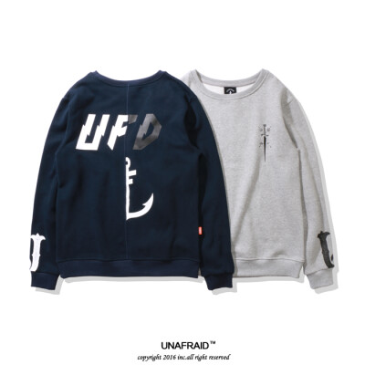 UNAFRAID 2016A/W PRINT SWERTER UFD 印花针织拼接圆领套头卫衣