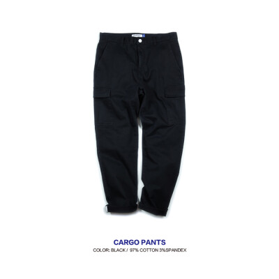 warmtrees 16AW CARGO PANTS 厚款水洗贴袋工装长裤-黑