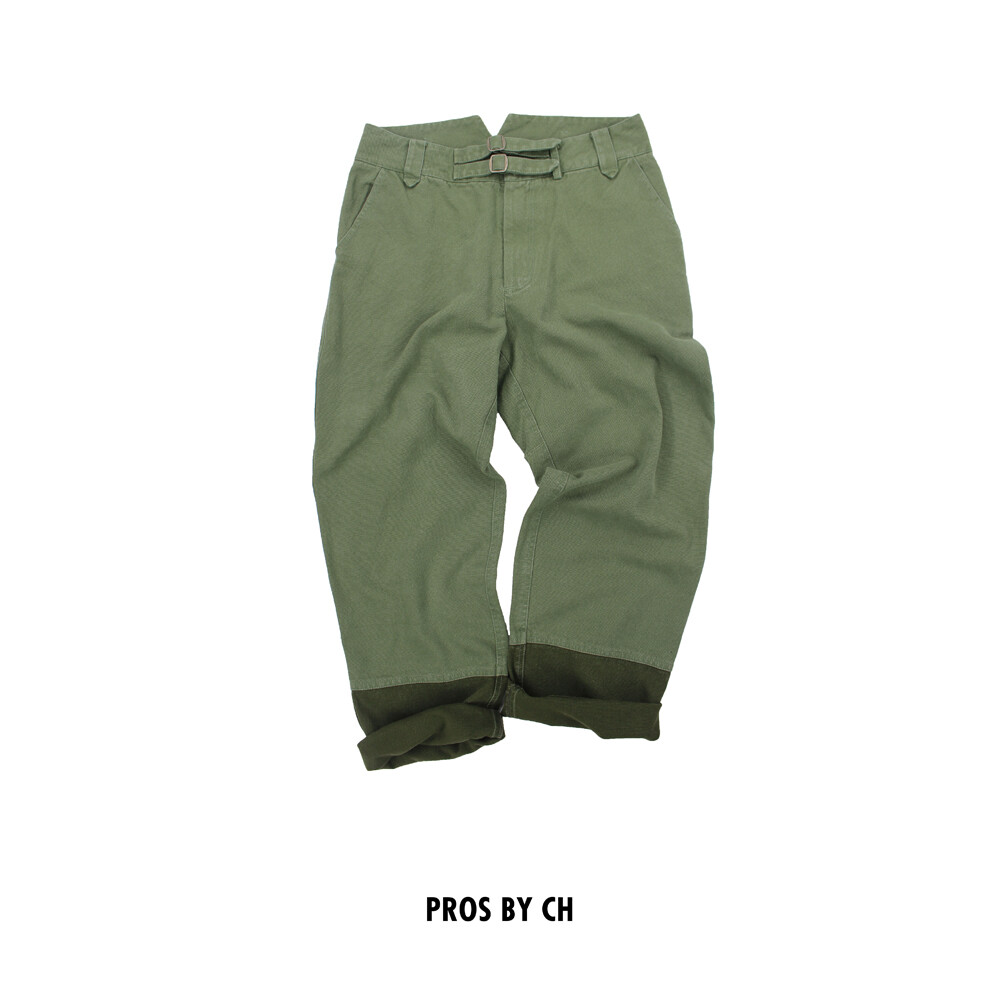 PROS BY CH france workwear 法兰西水洗绿拼接工装裤 OG-107