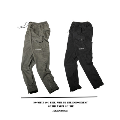 LEADCHOICE/LCC 2016AW CARGO PANTS 拉链设计多袋工装裤 两色选