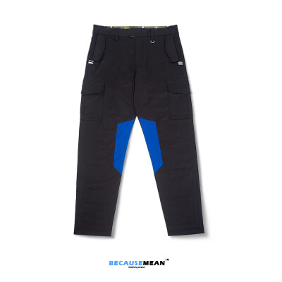 原创品牌 BECAUSEMEAN 8.7oz 重磅赤耳 牛仔布蓝色拼接工装口袋裤