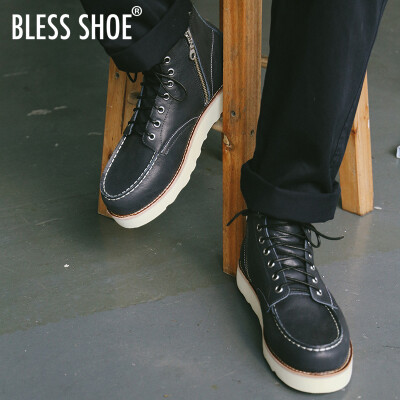 BLESS BOOT 16‘ Moc toe 全真皮 休闲鞋 拉链 油蜡版本 工装靴