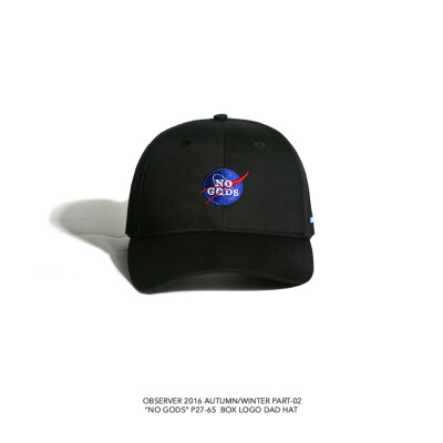 OBSERVER 16AW P27-65 DAD HAT NASA / NO GOD 刺绣 弯檐棒球帽