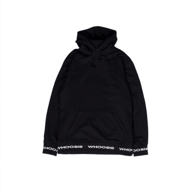 WHOOSIS 2016 AW THREAD LOGO HOODIE 黑色 织花 毛圈棉 连帽卫衣