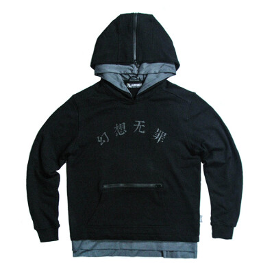 GUNPOWDER X 幻想无罪 16 AW 网布拼接 间色 假两件 绒棉连帽卫衣