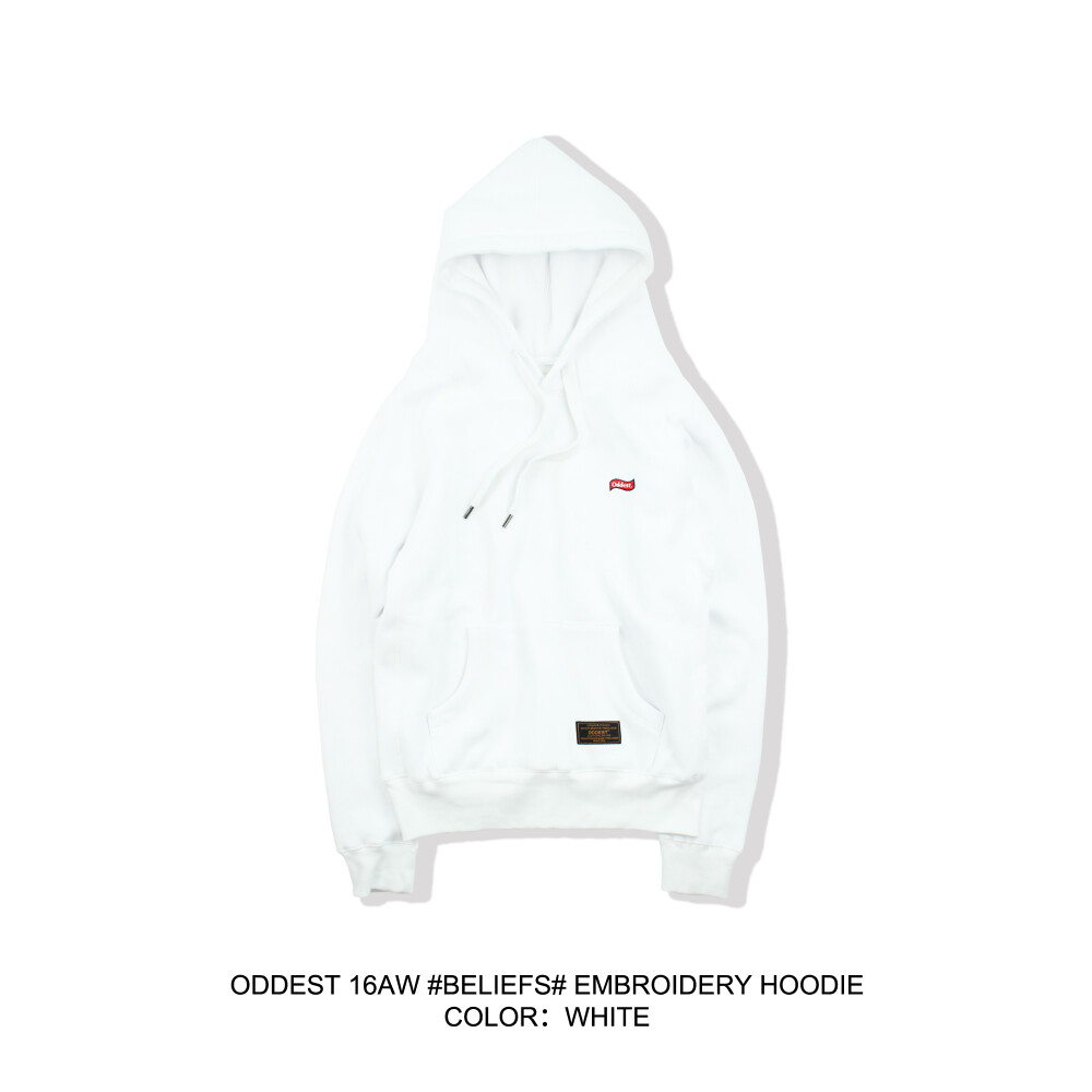 ODDEST 16AW EMBROIDERY HOODIE 白色 红旗 绣标 绒棉连帽卫衣