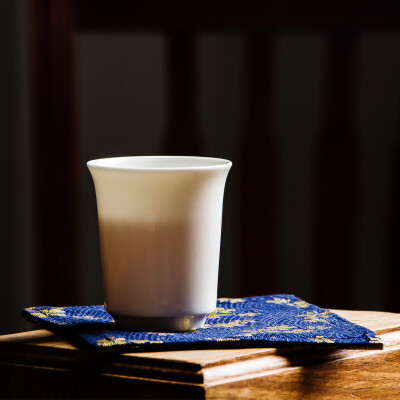 雪铃杯品茗杯 白陶瓷主人杯 骨瓷个人杯功夫茶具小茶杯 普洱茶