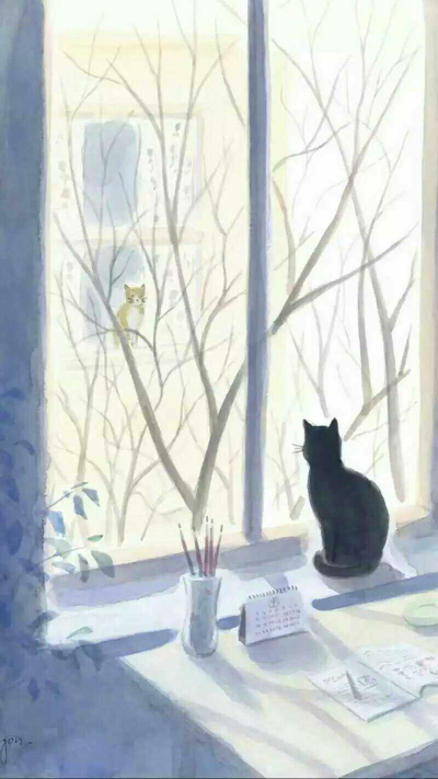 动漫 壁纸 安静 插画 猫