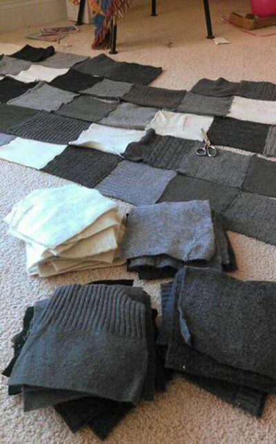 旧毛衣做毯子