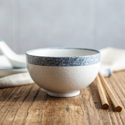 4英寸日式陶瓷米饭碗 雪花釉小汤碗 和风小碗圆碗