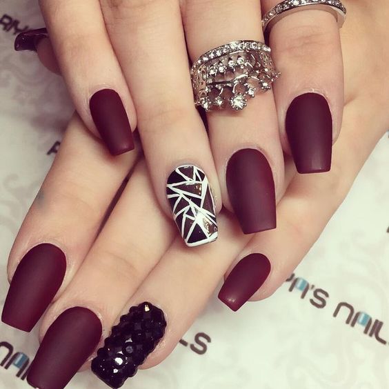 Burgundy Nails For Christmas! Check this SO-IN-TREND nail art design now! <3: