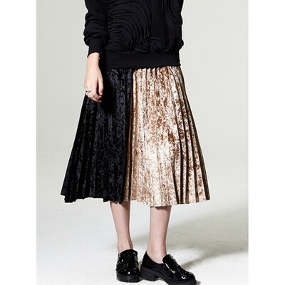 代购 STORETS新款Nina Gold Pleated Skirt