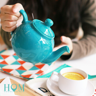 家用大号泡茶壶带过滤网 原装进口陶瓷糖果色英式下午茶花茶茶具