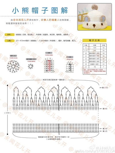 小熊帽子图解