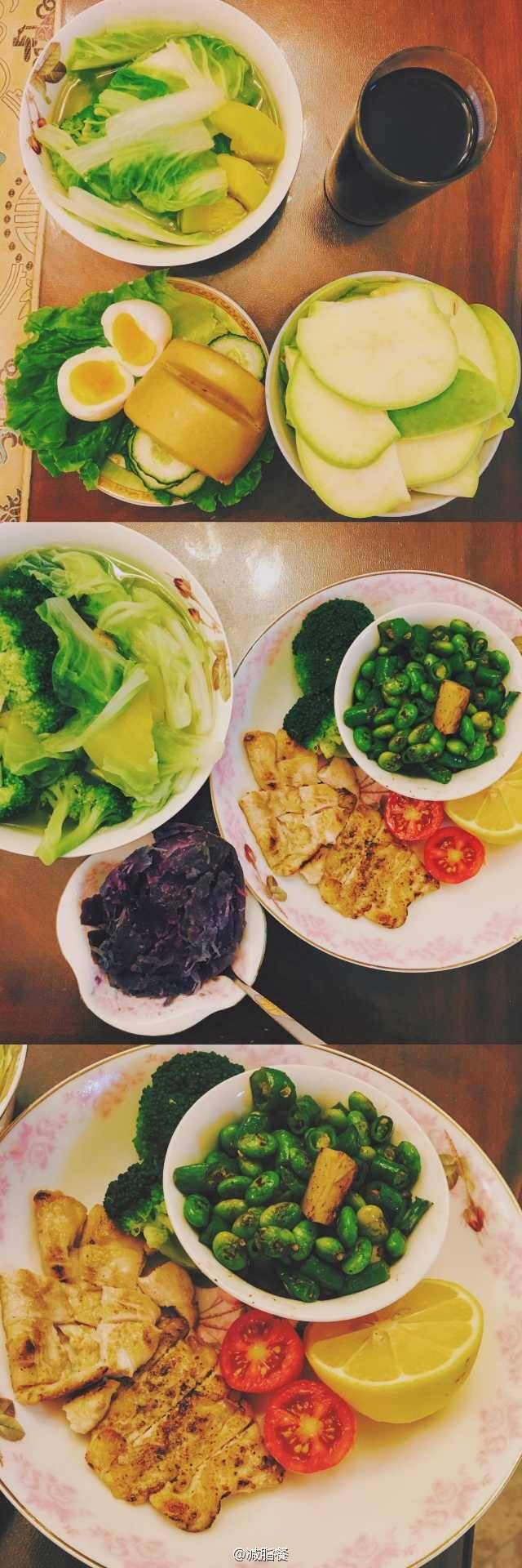 早餐：小米粥➕炝拌菜
午餐：醋溜白菜➕1两米饭
晚餐：火龙果
每天多喝水保证排便顺畅
来自@小软姜姜 分享#我的减脂餐#
减脂期间需要严格摄入油脂 #减脂餐食谱#
不要忘了每周请给自己一个放纵日吧