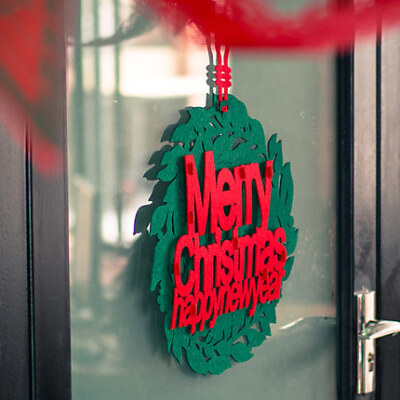 圣诞节装饰品 merry christmas圣诞花环挂件 创意圣诞门挂饰