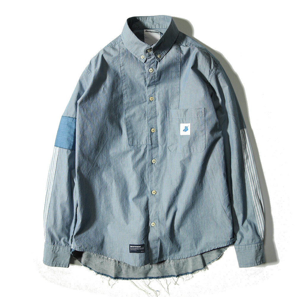 DAKYAM 2016AW CTWK Vintage Splice Shirt 拼接条纹尖领衬衫