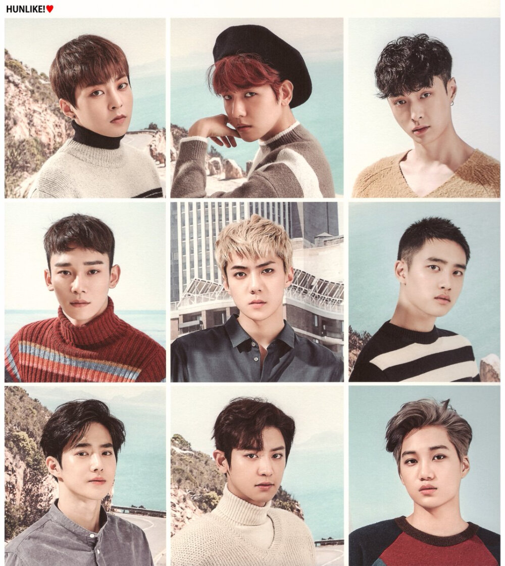 整理出#EXO 2017 Season Greetings - Sehun，kai，D.O. Chanyeol，Chen，Baekhyun，Suho，Lay， Xiumin cr. HUNLIKE!